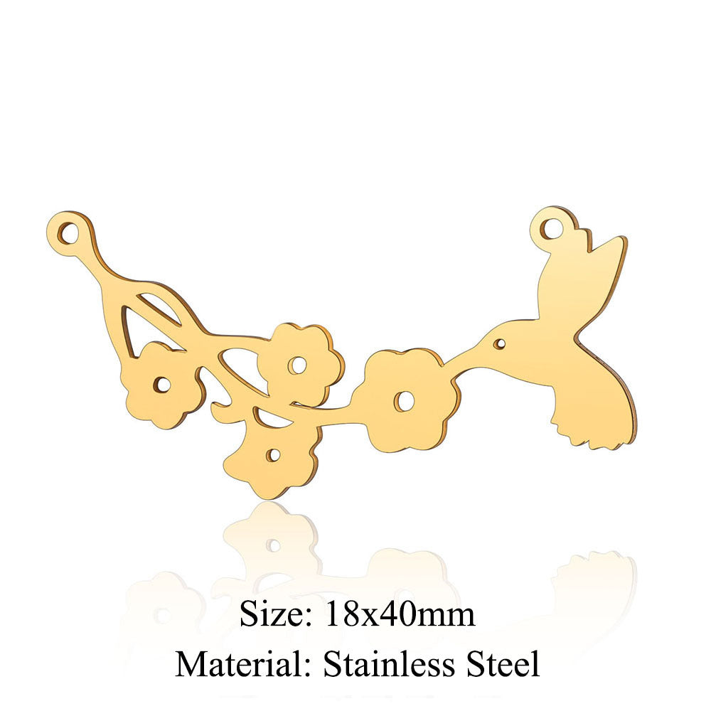 Colgante de acero de titanio con forma de flor y hoja, 5 unidades por bolsa 