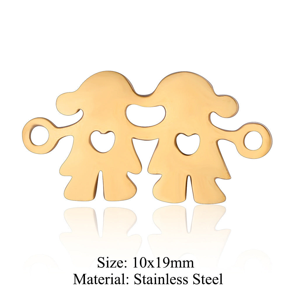 5 pcs/titanium steel jewelry pendant family baby feet