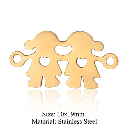 5 pcs/titanium steel jewelry pendant family baby feet