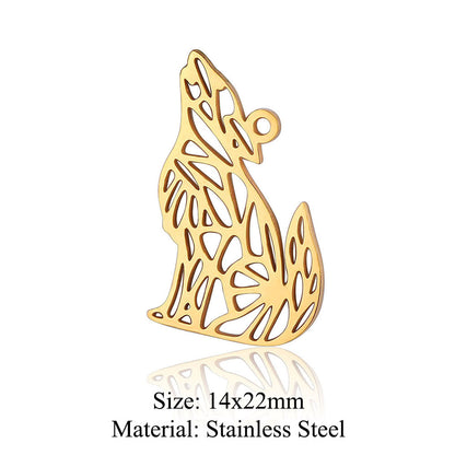 Colgante de acero de titanio con forma de elefante, lobo, tortuga, león y oso, 5 unidades por bolsa 