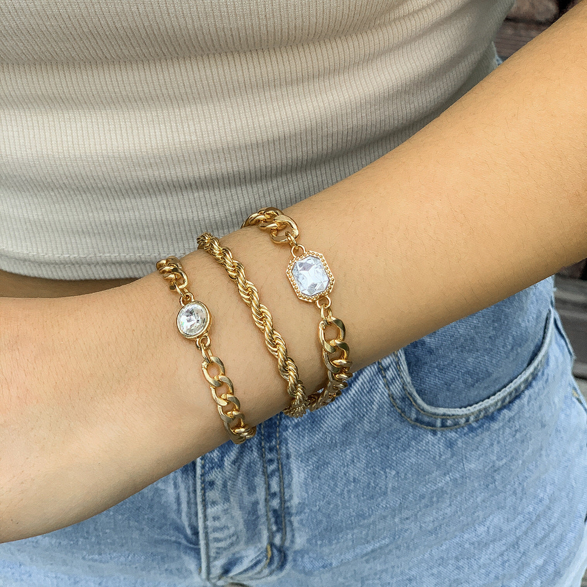 Simple rhinestone bracelet for women