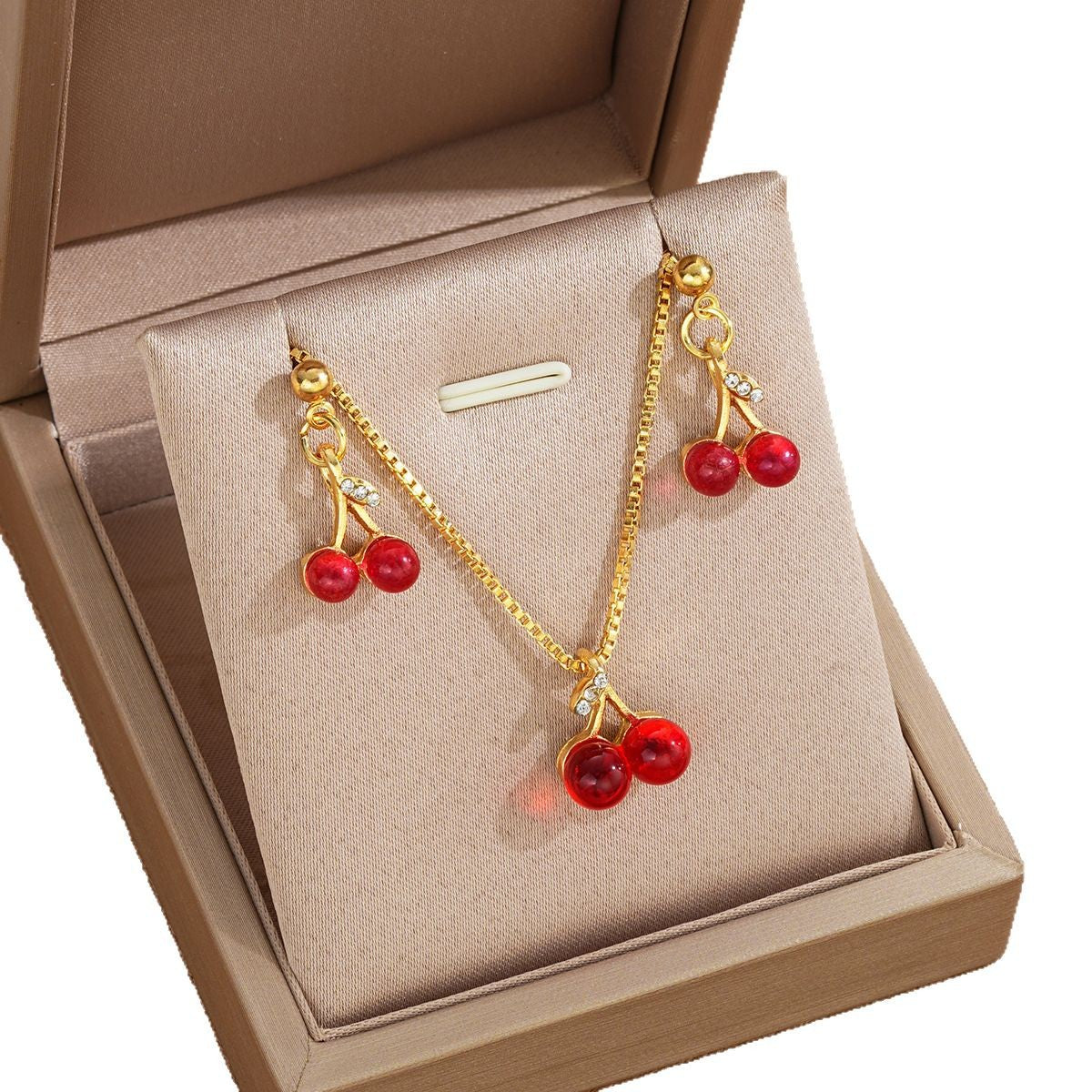Cherry Earrings & Necklace Set