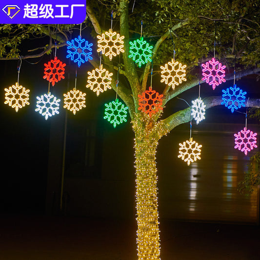 Luces de cadena de luces LED impermeables para exteriores con forma de copo de nieve 