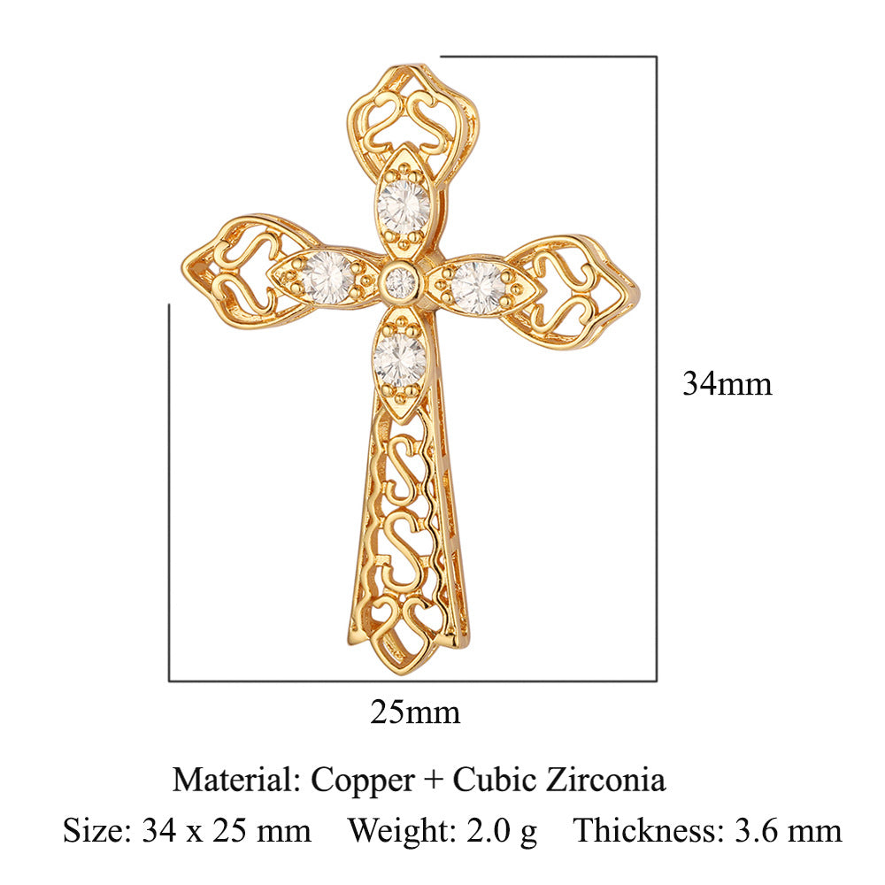 Copper zircon pendant peach heart owl DIY