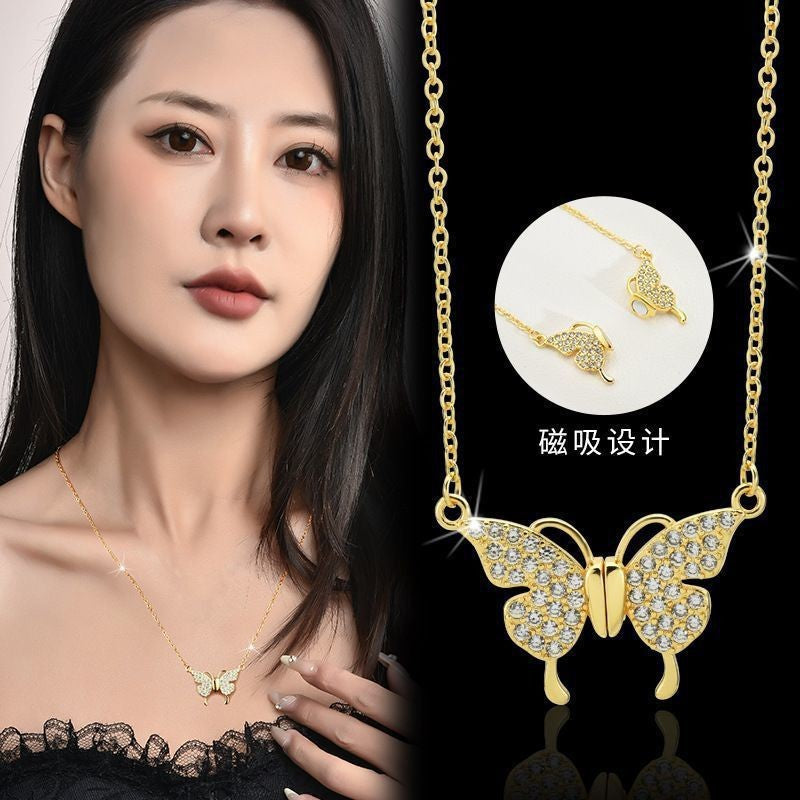 Women's Magnetic Butterfly Light-Luxury Collarbone Necklace