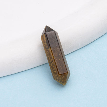 Colar de pingente de coluna hexagonal de ponta dupla de cristal 