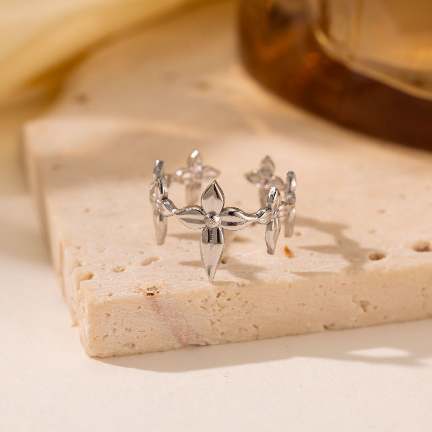 Titanium Steel Leaf Ring