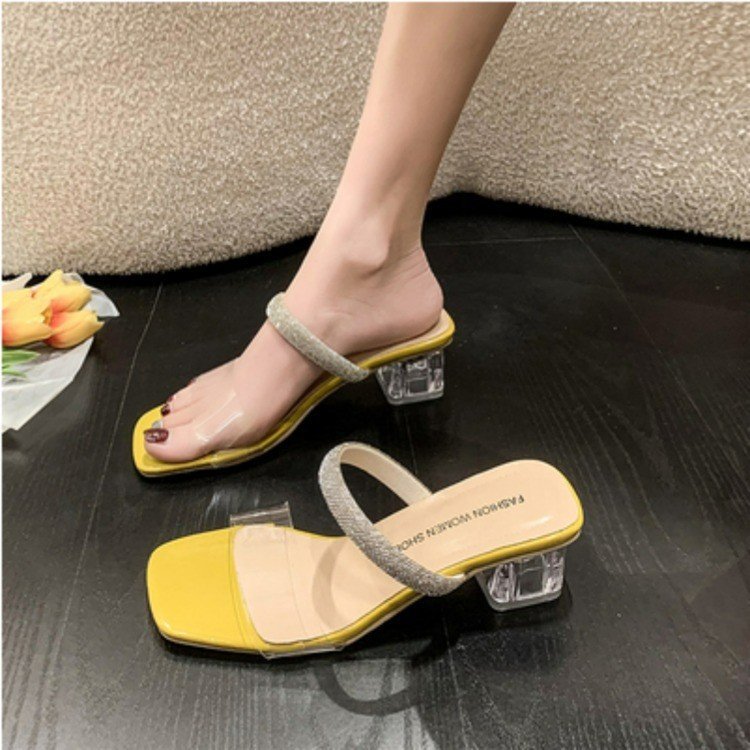 Sequined crystal heel sandals