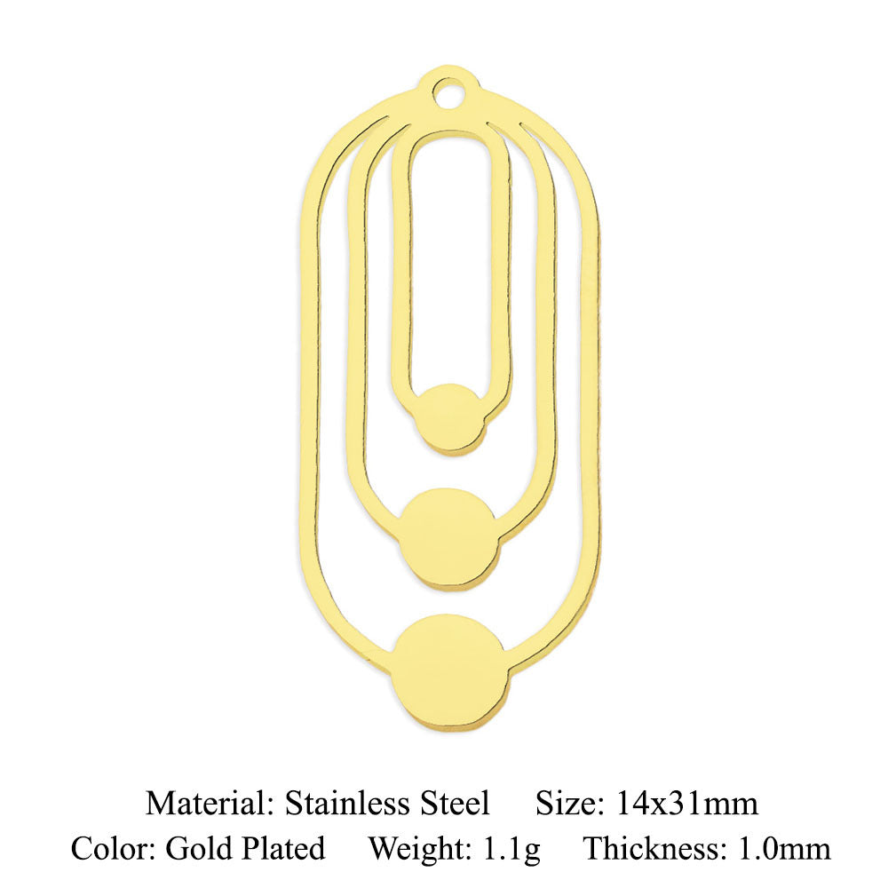 5 pcs/pack geometric square titanium steel pendant ginkgo biloba DIY