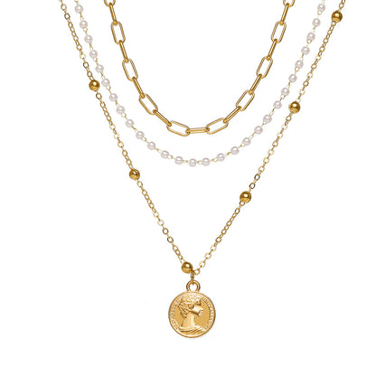Gold Layered Coin Pearl Necklace