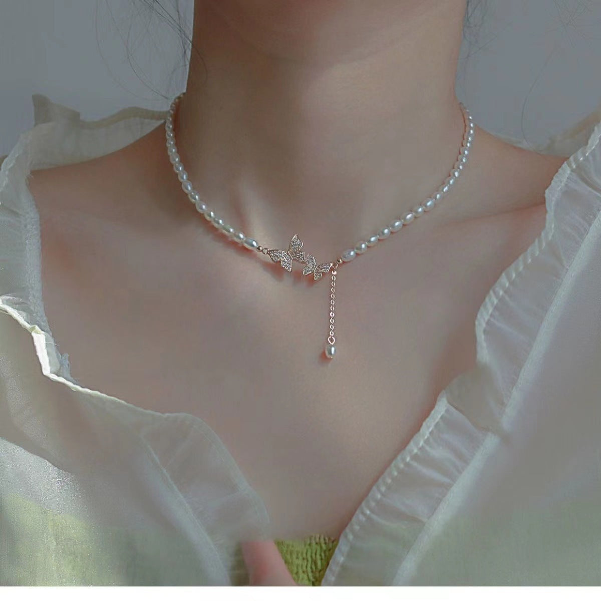 Imitation Pearl Collarbone Chain