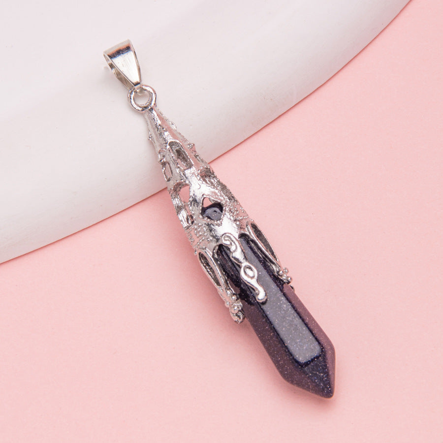 Crystal Agate Hexagonal Pyramid Pendulum Pendant