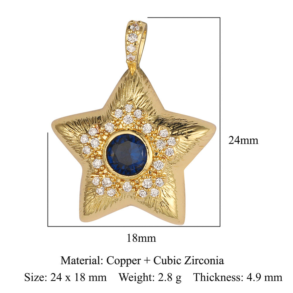 Copper zircon pendant peach heart owl DIY