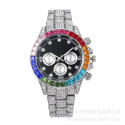 Reloj para hombre con esfera romana y diamantes de imitación 