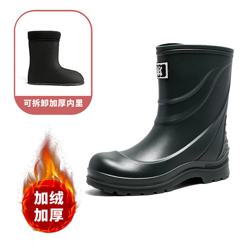 Rain shoes men's medium tube thick sole wear-resistant