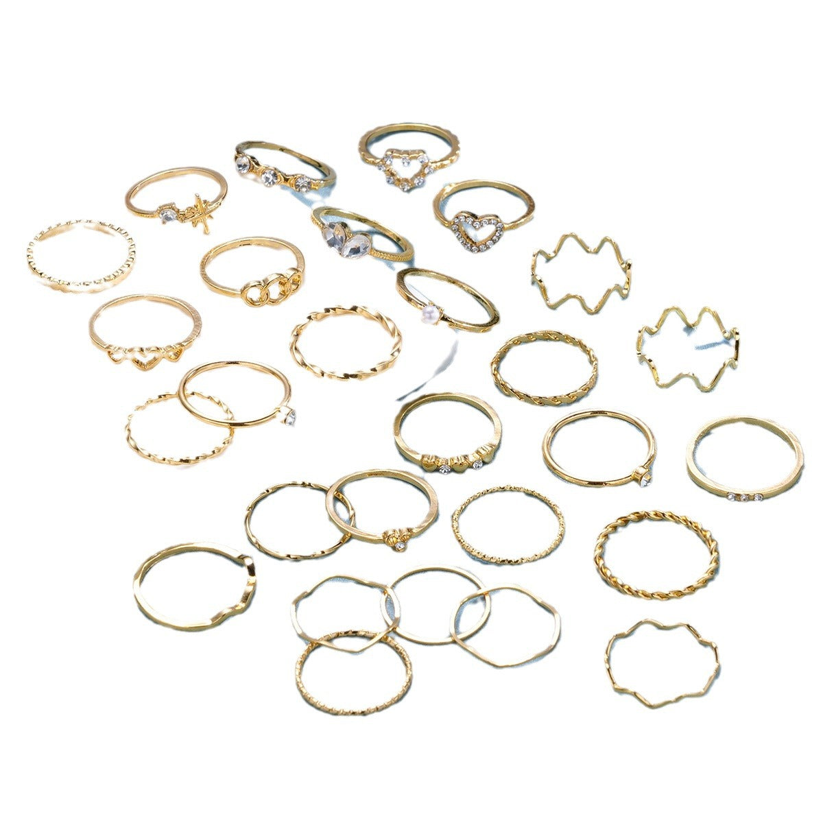 28-Piece Gold Geometric Ring Set