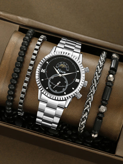 Quartz watch, sun, moon and stars beaded set