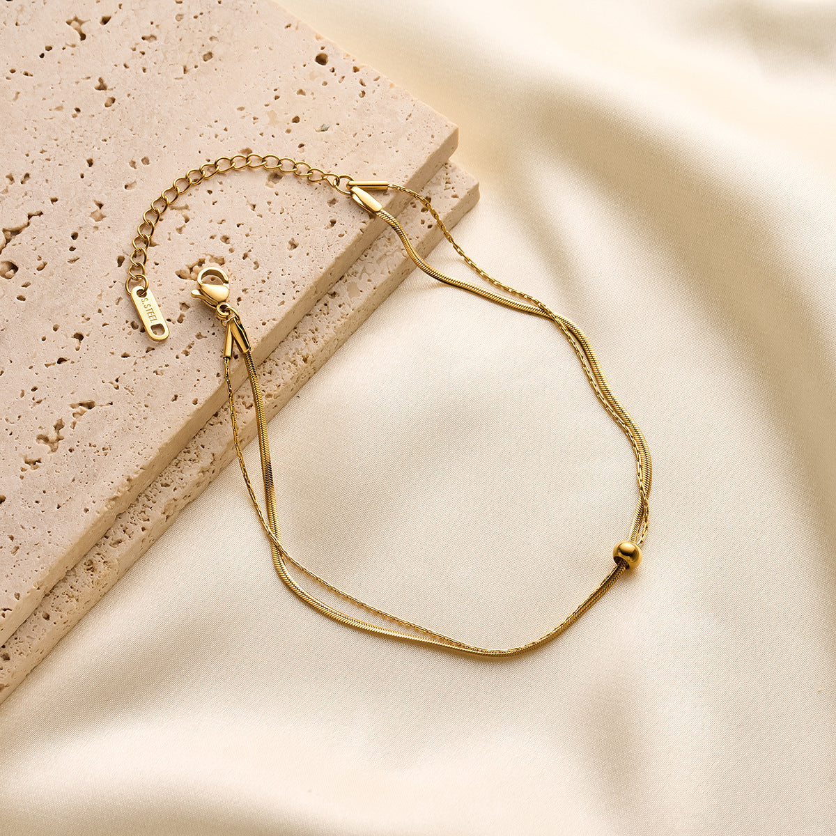 18K Gold Titanium Steel Snake Bone Anklet