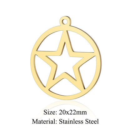 Colgante de acero de titanio con hexagrama y pentagrama, paquete de 5 unidades 