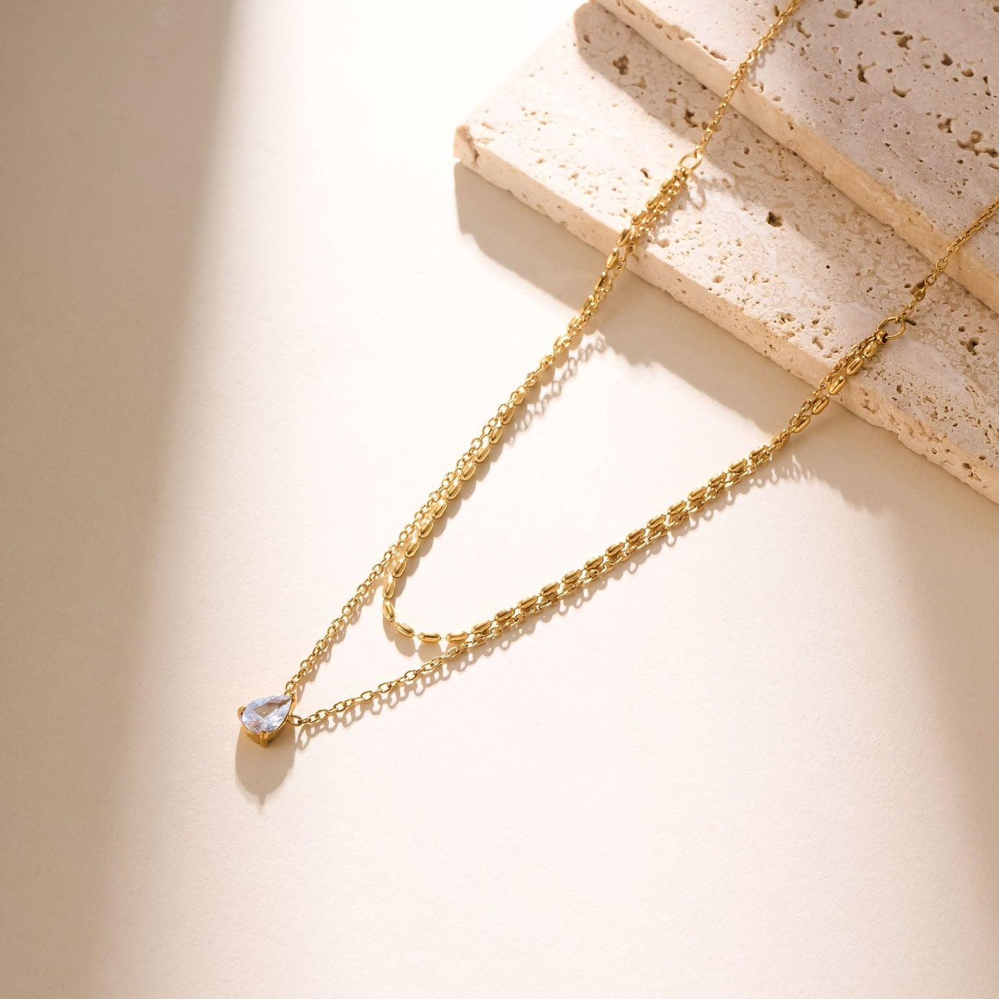 18K Gold Plated Double-Layer Birthstone Necklace