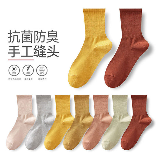 Calcetines térmicos informales antiolor de color blanco puro hasta media pantorrilla 