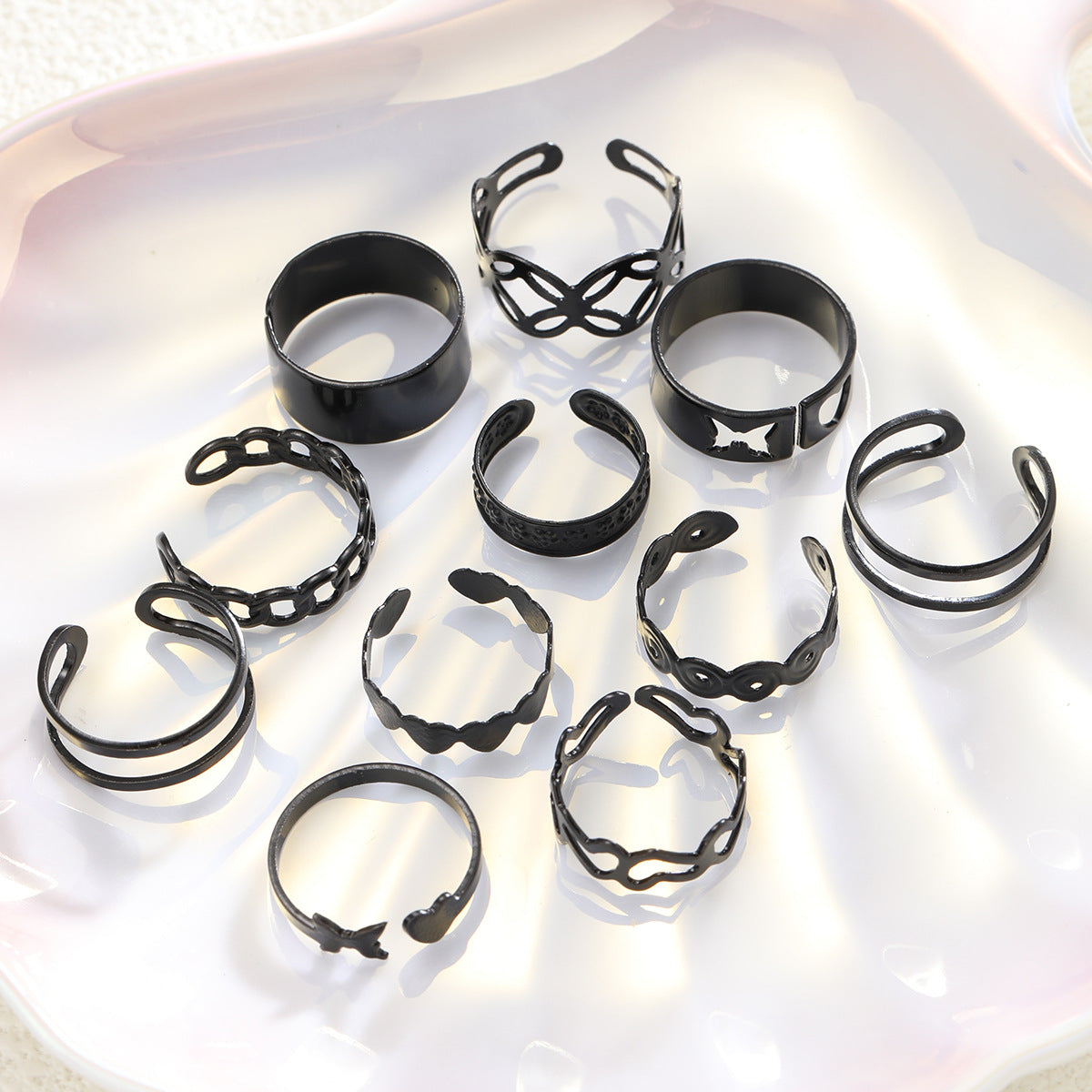 Hollow Butterfly Ring Set