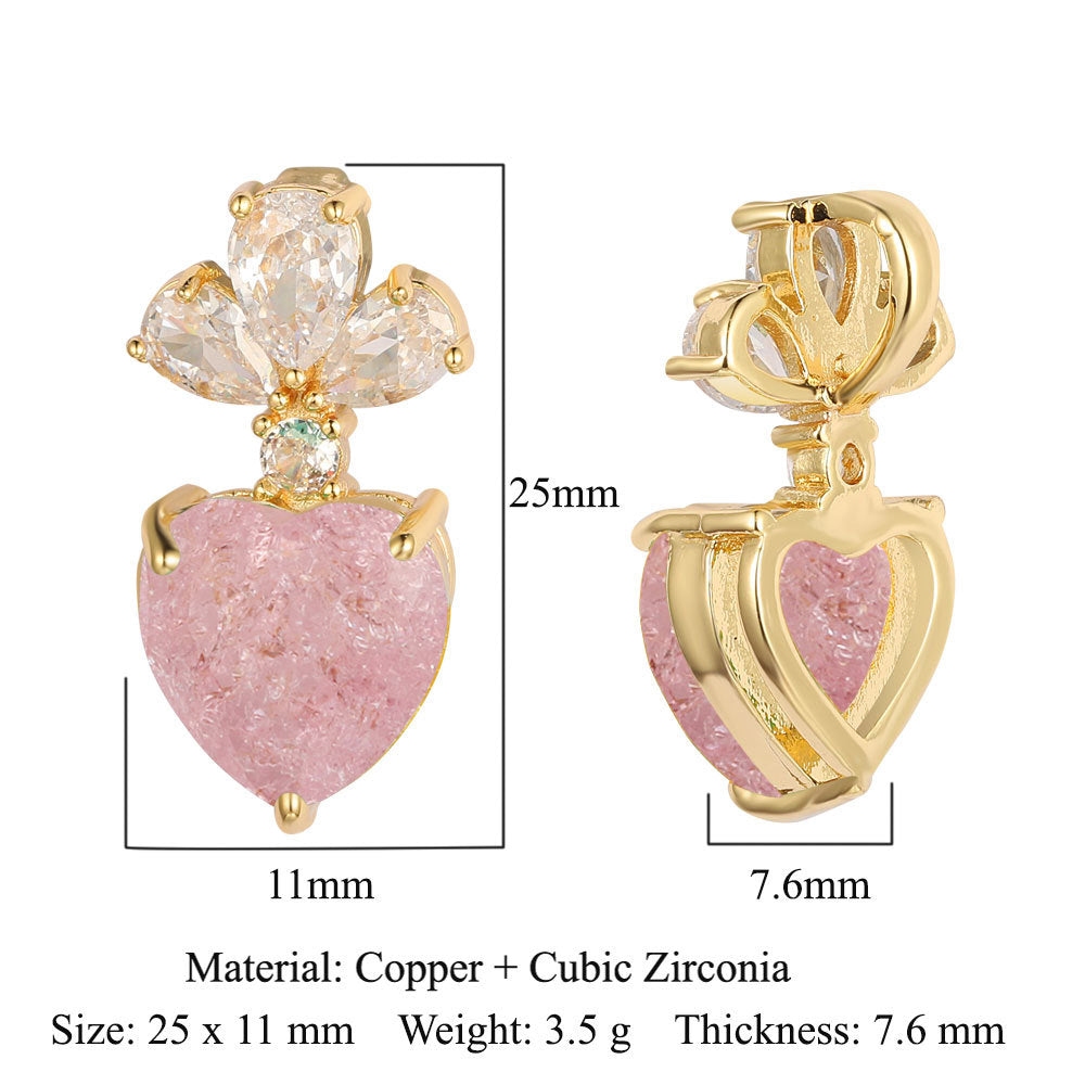 Copper zircon pendant water drop oval square