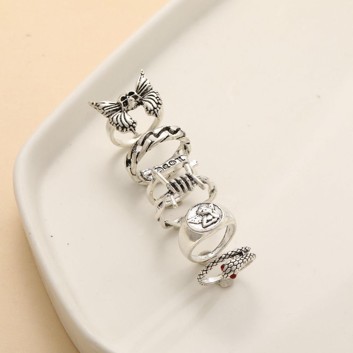 Retro Skull Ring Set (6-piece)