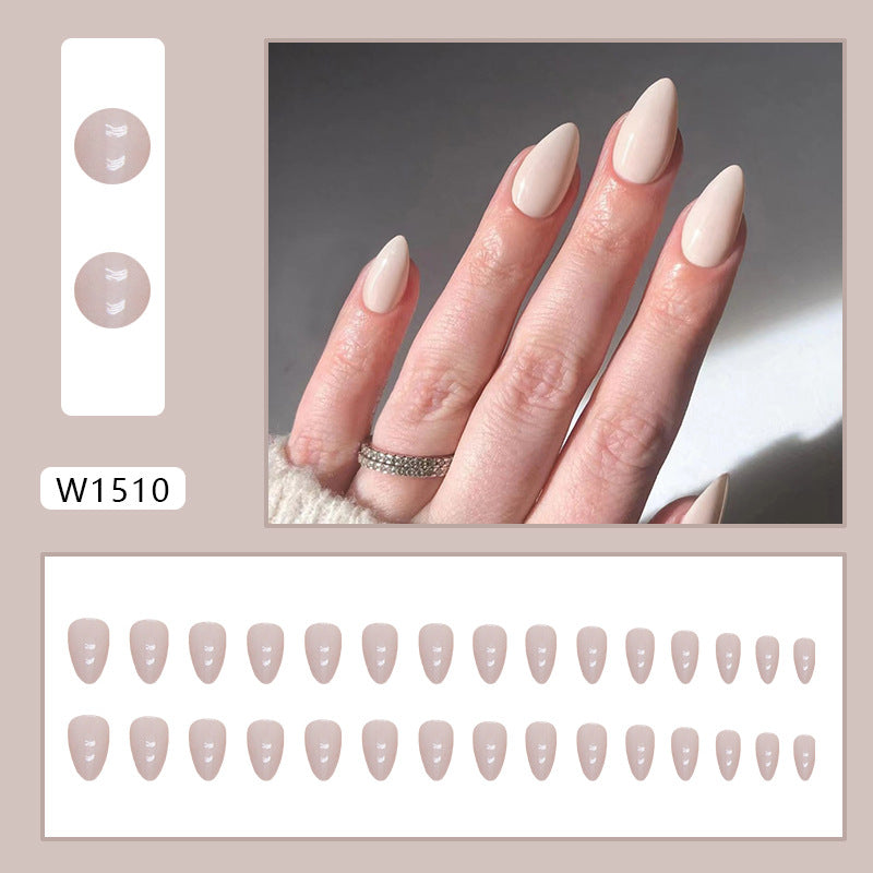 Nude Short Almond Fake Nails 30 Pieces
