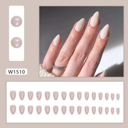 Nude Short Almond Fake Nails 30 Pieces