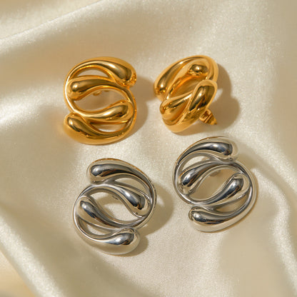 Water drop staggered earrings titanium steel