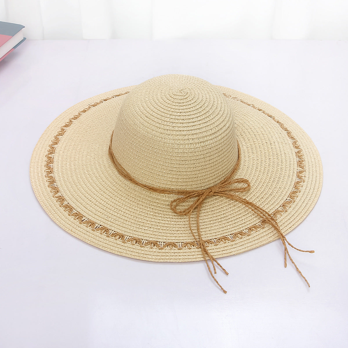 Straw Hat and Tote Set Summer Beach Sun Protection Hat Simple Sun Hat