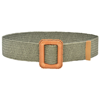 Simple woven wooden round buckle belt