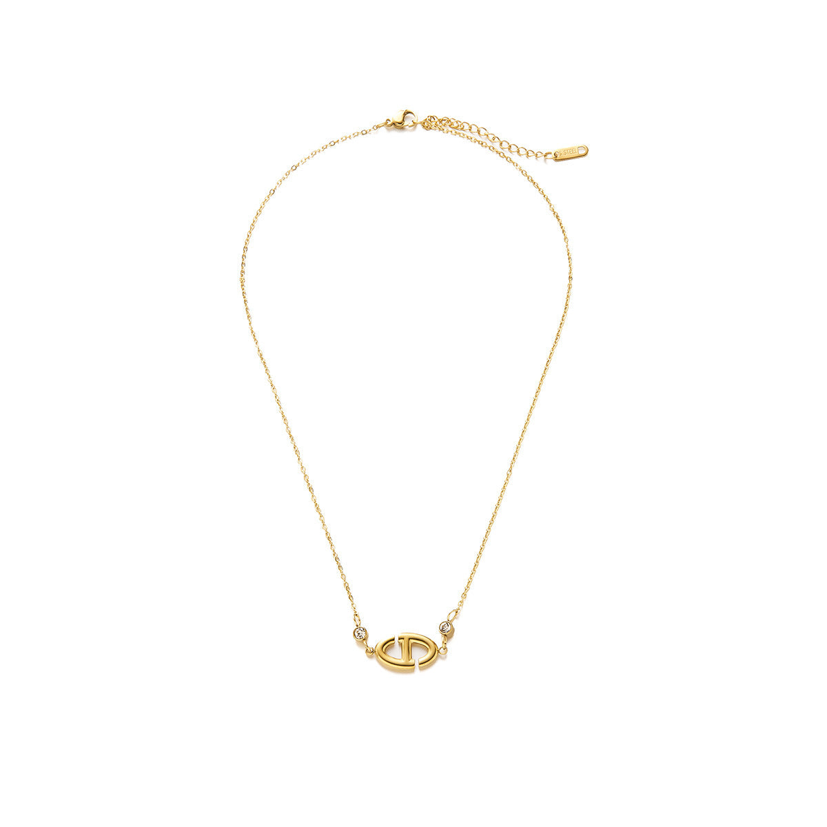 18K Gold-Plated Pig Nose Necklace & Bracelet Set with Diamonds