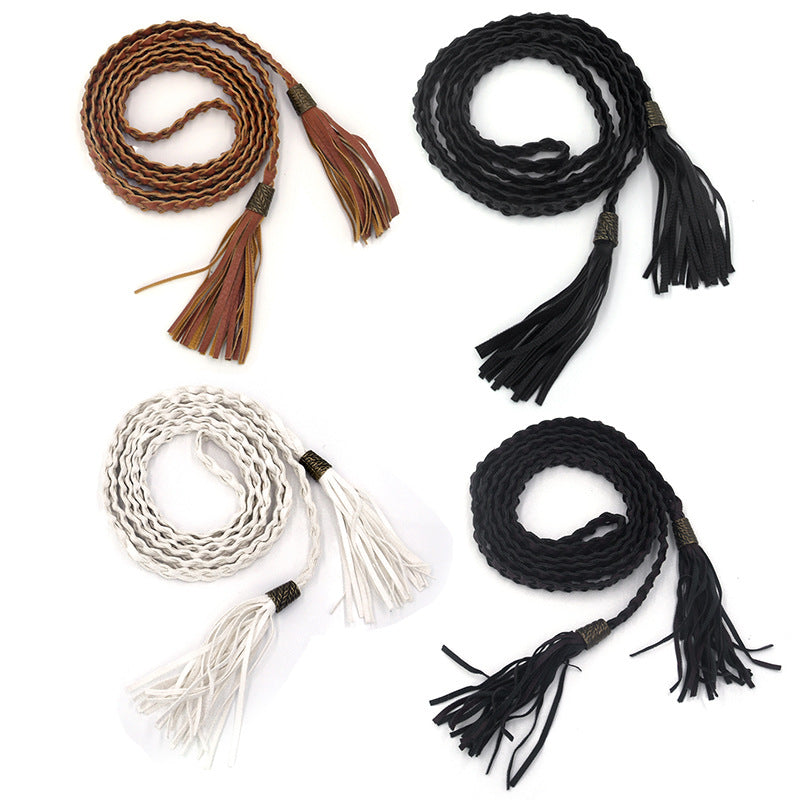 Braided Lace Up Bow Waist Chain