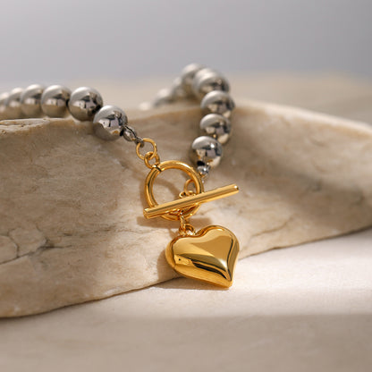 Gold Heart Pendant Bracelet