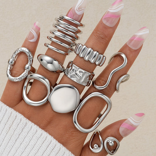 10-Piece Geometric Ring Set