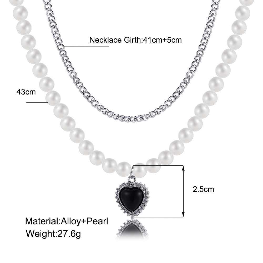 Creative black peach heart clavicle necklace wholesale