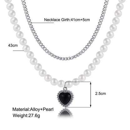 Creative black peach heart clavicle necklace wholesale