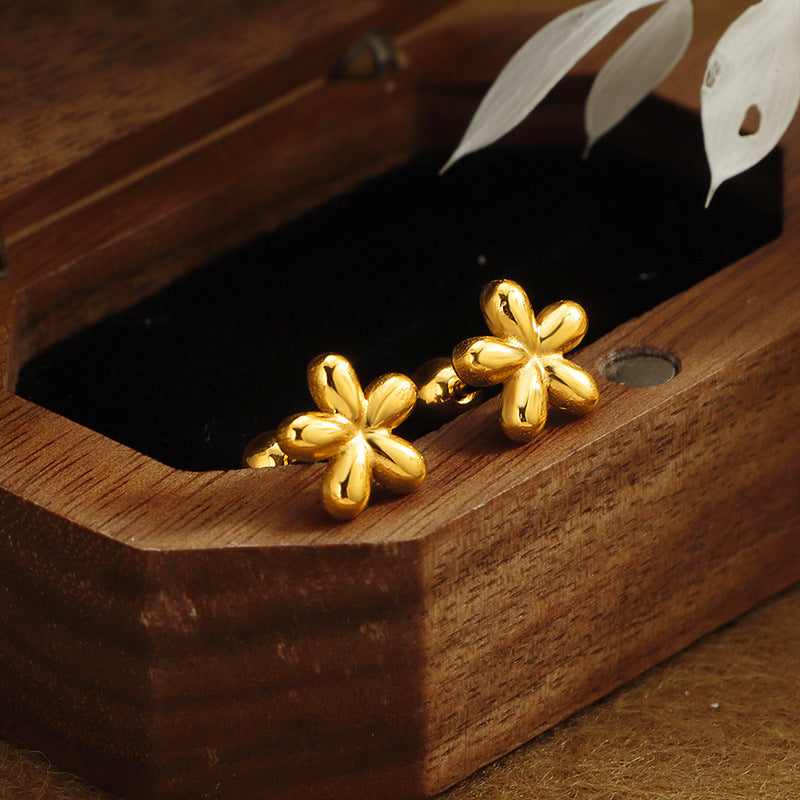 Mini Flower Titanium Steel Anti-Loss Stud Earrings