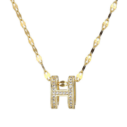 H letter necklace women plated 18k