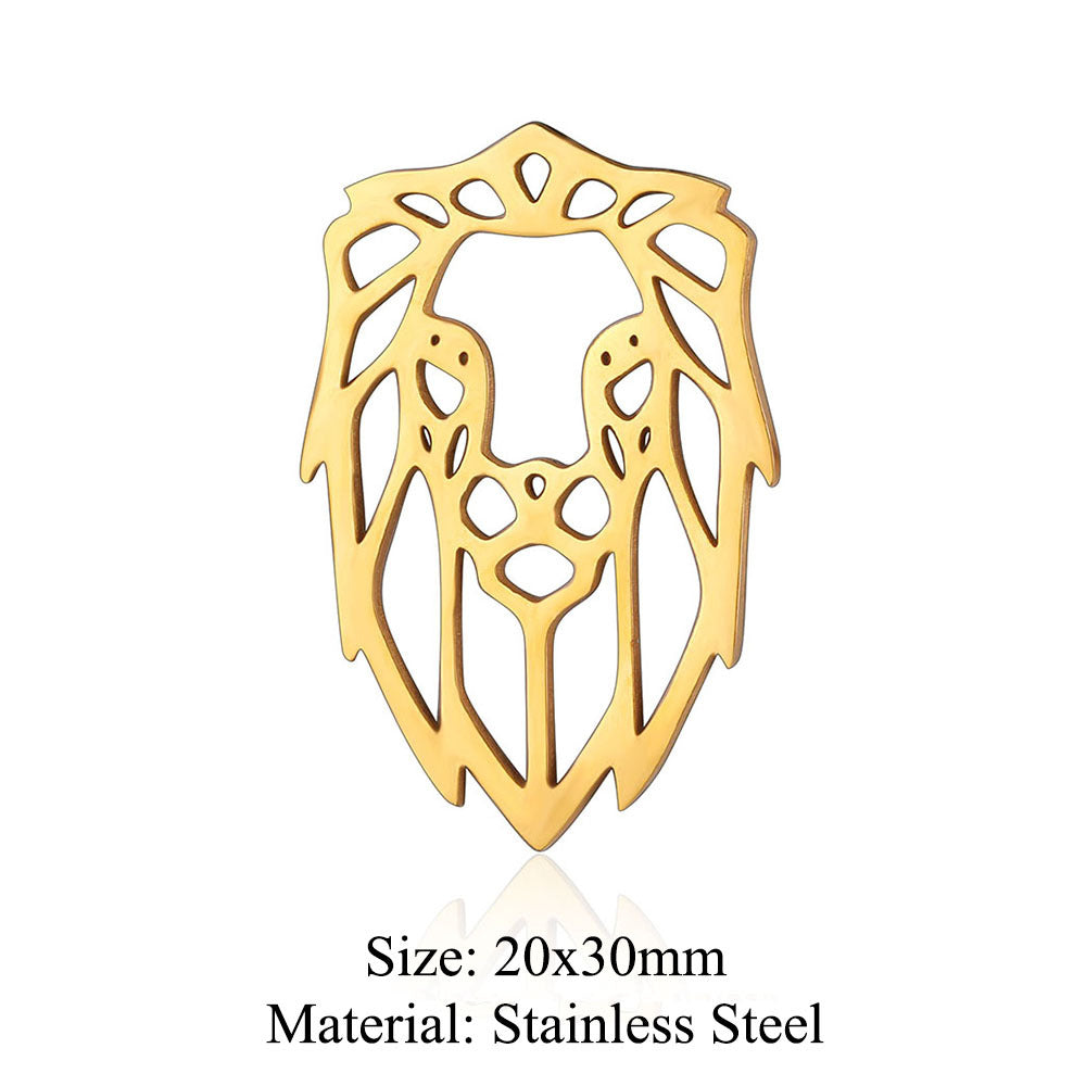 Colgante de acero de titanio con forma de elefante, lobo, tortuga, león y oso, 5 unidades por bolsa 