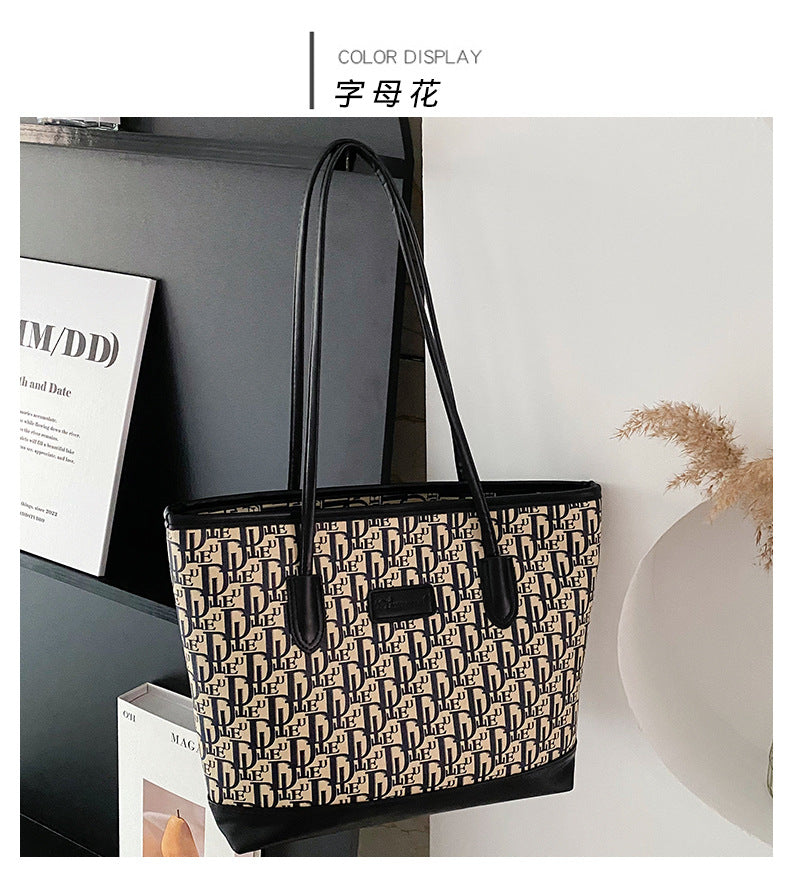 Alphabet Versatile Retro Shoulder Tote Bag