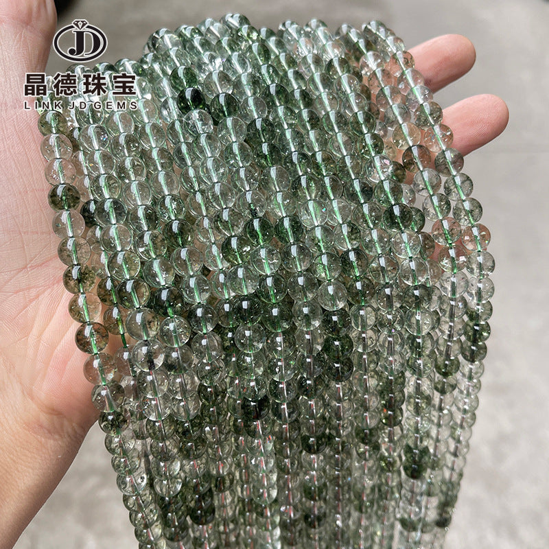 Perlas sueltas redondas de cristal sintético fantasma verde K9 