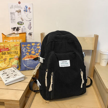 Corduroy girls schoolbag backpack