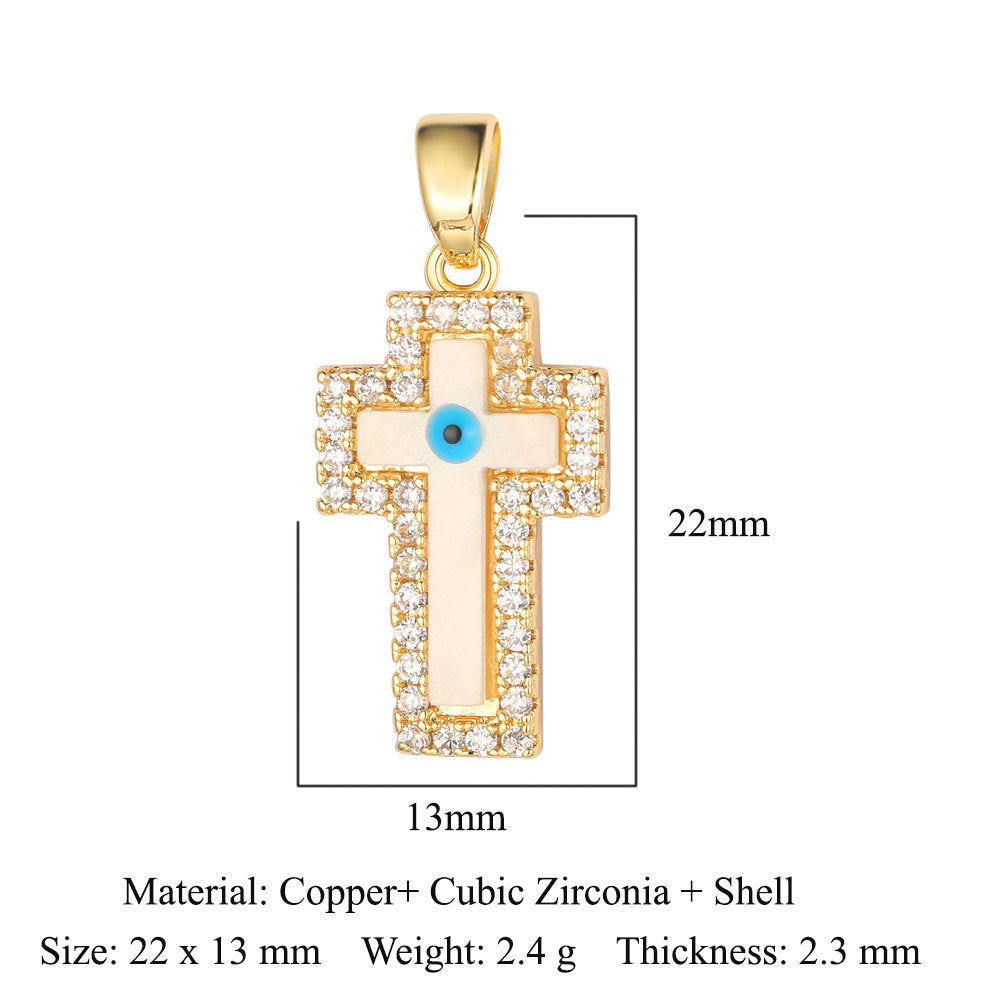 3 pcs/bag, Blessed Virgin Sun Eye Copper Zircon Pendant.