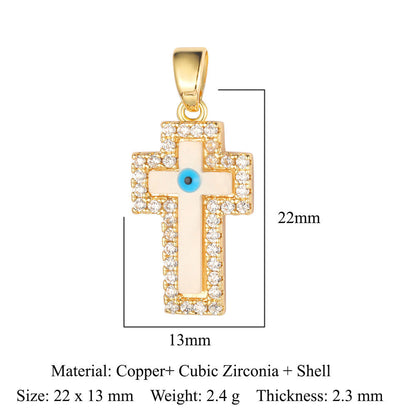 3 pcs/bag, Blessed Virgin Sun Eye Copper Zircon Pendant.