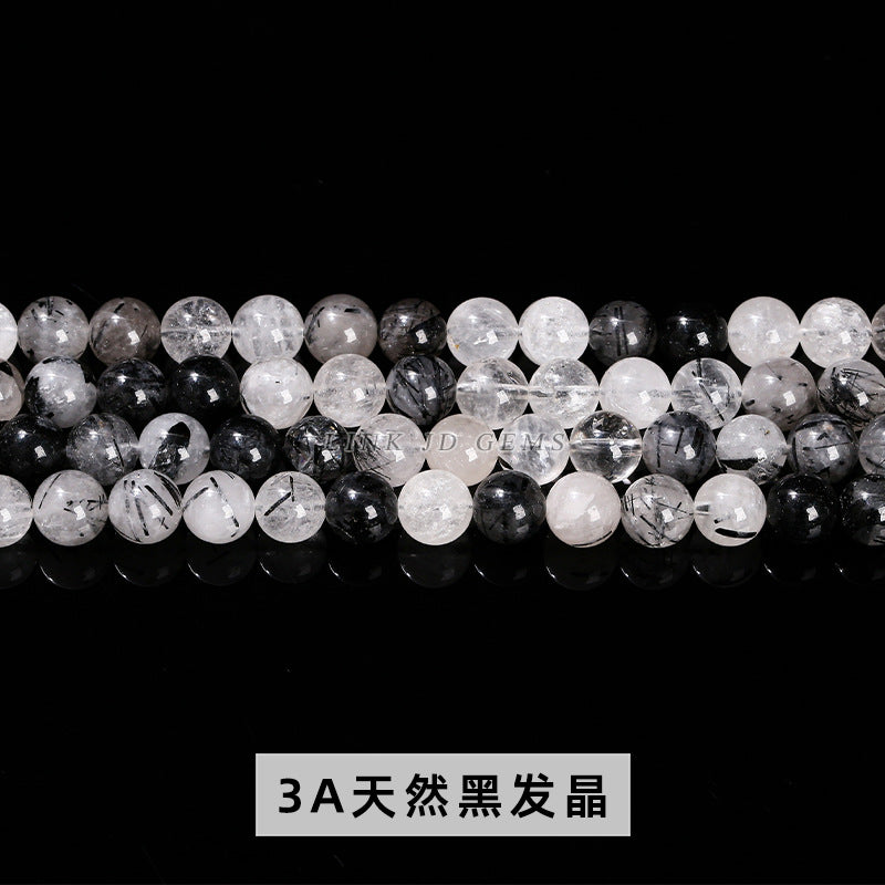 Black hair crystal loose beads round beads work in progress