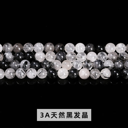 Black hair crystal loose beads round beads work in progress