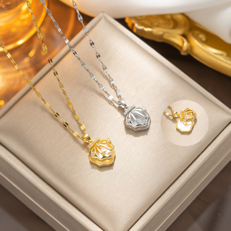 Colar com pingente de zircão de camada dupla para mulheres 